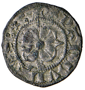 obverse: Fano. Pandolfo Malatesta (1384-1427). Picciolo MI gr. 0,46. Ciavaglia 2 (tav. pag. 97, n. 2, questo esemplare illustrato).  Rarissimo. Argentatura d’epoca, SPL   I conî di questa moneta sono opera di Ambrogio da Como, lo stesso che eseguì quelli per le monete bresciane di Pandolfo.