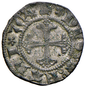 reverse: Fano. Pandolfo Malatesta (1384-1427). Picciolo MI gr. 0,46. Ciavaglia 2 (tav. pag. 97, n. 2, questo esemplare illustrato).  Rarissimo. Argentatura d’epoca, SPL   I conî di questa moneta sono opera di Ambrogio da Como, lo stesso che eseguì quelli per le monete bresciane di Pandolfo.