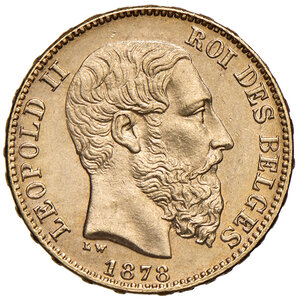 obverse: Belgio. Leopoldo II (1831-1865). Da 20 franchi 1878 (Bruxelles) AV. Friedberg 412. q.FDC 