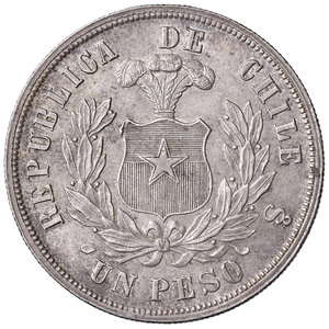 obverse: Cile. Repubblica (1818-). Peso 1884 (Santiago). KM 142.1. Migliore di SPL 