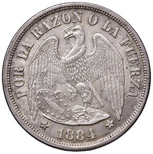 reverse: Cile. Repubblica (1818-). Peso 1884 (Santiago). KM 142.1. Migliore di SPL 