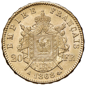 reverse: Francia. Napoleone III (1852-1870). Da 20 franchi 1868 A (Parigi). Gadoury 1062. Friedberg 584. q.FDC 