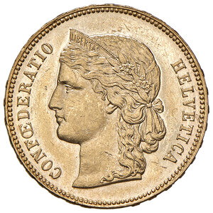 obverse: Svizzera. Confederazione (1848-). Da 20 franchi 1896 (Berna) AV. Friedberg 495. Segni da contatto, altrimenti q.FDC 