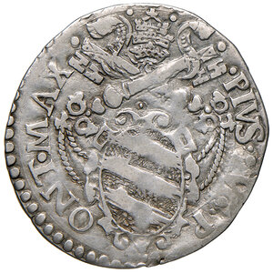 obverse: Ancona. Pio V (1566-1572). Giulio AG gr. 2,90. Muntoni 36. Berman 1107. Dubbini-Mancinelli pag. 147. MIR 1098/1. Villoresi 276. Rarissimo. BB 