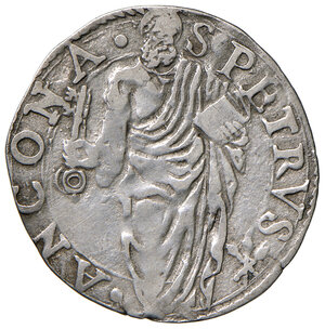 reverse: Ancona. Pio V (1566-1572). Giulio AG gr. 2,90. Muntoni 36. Berman 1107. Dubbini-Mancinelli pag. 147. MIR 1098/1. Villoresi 276. Rarissimo. BB 