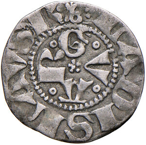 obverse: Guardiagrele. Ladislao di Durazzo (1391-1414). Bolognino (segno B sormontata da croce) AG gr. 0,67. MEC 14, 732.  D’Andrea-Andreani 4. MIR 461. Molto raro. BB 