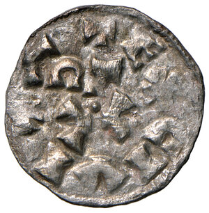 reverse: Lucca. Ottone I (951-973). Denaro AG gr. 0,92. Bellesia pag. 44. MIR 99. Molto raro. Buon BB 