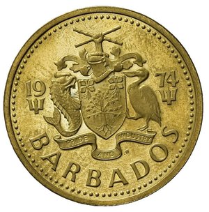 reverse: Barbados. BR  5 Centesimi 1974. SPL