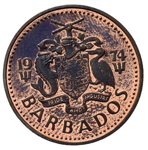 reverse: Barbados. AE  1 Centesimo 1974. SPL