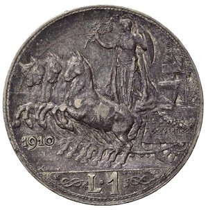 reverse: Italia. Regno d Italia . Vittorio Emanuele III (1900 – 1946). AR 1 Lira 1910. qSPL