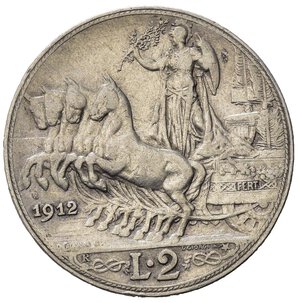 reverse: Italia. Regno d Italia . Vittorio Emanuele III (1900 – 1946). AR 2 Lire 1912. BB