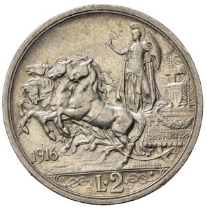 reverse: Italia. Regno d Italia . Vittorio Emanuele III (1900 – 1946). AR 2 Lire 1916. qSPL