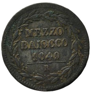reverse: Stato Pontificio. Roma. Pio IX (1846-1878). AE  Mezzo Baiocco 1849.  BB