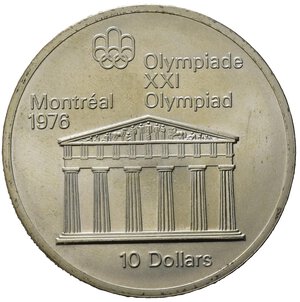 reverse: Canada 1974.  AR 10 Dollars 1976 Olympics, Montreal (44,7m,49,15g) SPL