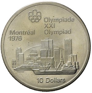 reverse: Canada 1973.  AR 10 Dollars 1976 Olympics, Montreal (44,7mm, 48,66gr) SPL