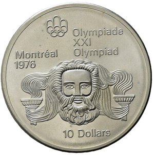 reverse: Canada 1974.  AR 10 Dollars 1976 Olympics, Montreal (44,7mm, 48,20gr) SPL