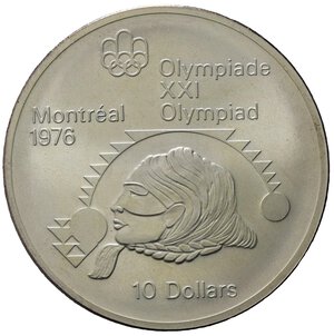 reverse: Canada 1975.  AR 10 Dollars 1976 Olympics, Montreal (44,7mm, 48,17gr) SPL