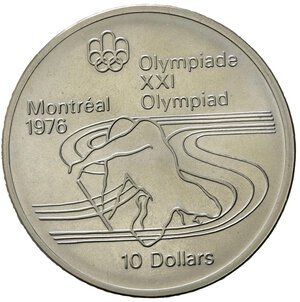 reverse: Canada 1975.  AR 10 Dollars 1976 Olympics, Montreal (44,7mm, 48,85gr) SPL