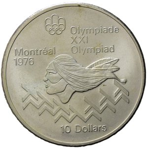 reverse: Canada 1975.  AR 10 Dollars 1976 Olympics, Montreal (44,7mm, 48,23gr) SPL