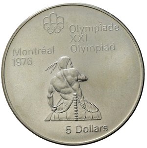 reverse: Canada 1974.  AR 5 Dollars 1976 Olympics, Montreal (37,7mm, 24,38gr) SPL