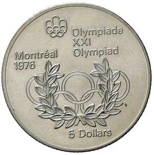 reverse: Canada 1974.  AR 5 Dollars 1976 Olympics, Montreal (37,9mm, 24,32gr) SPL