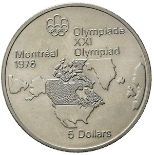 reverse: Canada 1973.  AR 5 Dollars 1976 Olympics, Montreal (37,8mm, 24,62gr) SPL