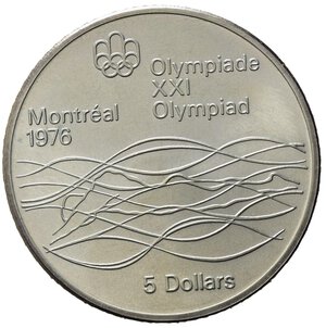 reverse: Canada 1975.  AR 5 Dollars 1976 Olympics, Montreal (37,9mm, 25gr) SPL