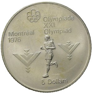 reverse: Canada 1975.  AR 5 Dollars 1976 Olympics, Montreal (37,8mm, 24,20gr) SPL