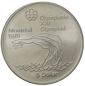 reverse: Canada 1975.  AR 5 Dollars 1976 Olympics, Montreal (37,8mm, 25gr) SPL