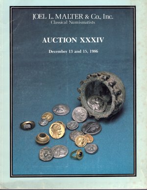 obverse: MALTER J. L. – Auction XXXIV. Ancient coins, fine antiquities. New York, 13 – December, 1986. Pp. 57, nn. 1042, tavv. 36. Ril. editoriale, buono stato, lista prezzi Val.