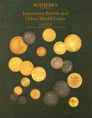 obverse: SOTHEBY’S. -  London, 13 – February, 1986. Important british and other world coins.  Pp. n. numerate, nn. 490,   tavv. 4 a colori + tavv. b\n. ril. ed. buono stato, lista prezzi agg.