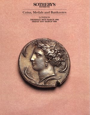 obverse: SOTHEBY’S. – London, 30\31 – March, 1995. Coins, medals and bankonotes. Pp. 90, nn. 1326, tavv. 38. Ril. editoriale, buono stato, lista prezzi Agg.