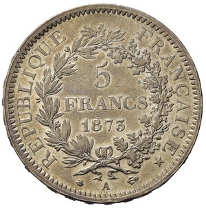 reverse: Francia. AR 5 Franchi 1873, Parigi. SPL