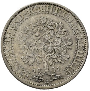 reverse: Germania. Repubblica di Weimar. AR 5  Reichsmark 1931. qSPL