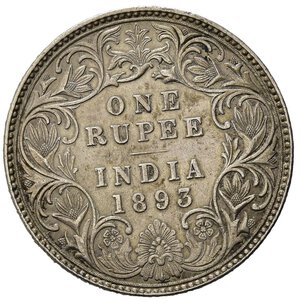 reverse: India. Victoria (1837-1901) . AR 1 Rupee 1893. qSPL