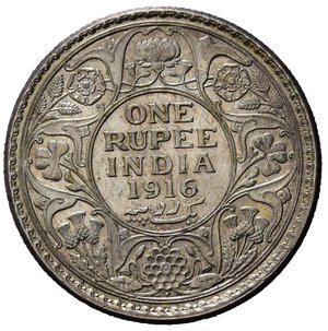 reverse: India. George V 1910-1936. AR 1 Rupee 1916. SPL+