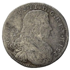 obverse: Italia. Napoli. Carlo II di Spagna ( 1665 – 1700). AR 10 Grana 1687. MB
