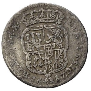 reverse: Italia. Napoli. Carlo II di Spagna ( 1665 – 1700). AR 10 Grana 1687. MB
