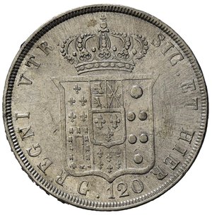 reverse: Italia. Napoli. Ferdinando II (1830-1859). AR Piastra da 120 Grana 1841.Colpetto sul bordo, qSPL