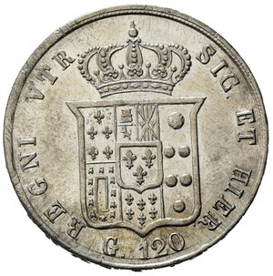 reverse: Italia. Napoli. Ferdinando II di Borbone (1830-1859).AR Piastra da 120 grani 1857. SPL
