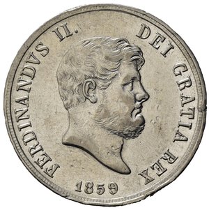 obverse: Italia. Napoli. Ferdinando II (1830-1859). AR Piastra da 120 Grana 1859. Colpetto sul bordo, qSPL