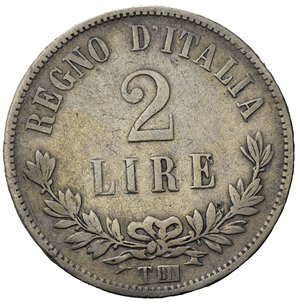 reverse: Italia. Regno D Italia.Vittorio Emanuele II (1861-1878).AR 2 Lire 1863 T. qBB