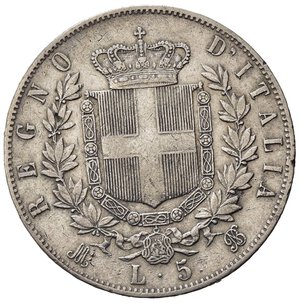 reverse: Italia. Regno D Italia.Vittorio Emanuele II (1861-1878). AR 5 Lire 1875. BB +