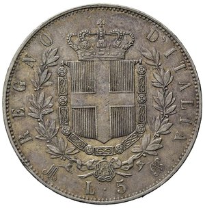reverse: Italia. Regno D Italia.Vittorio Emanuele II (1861-1878).AR 5 Lire 1875 M. BB+