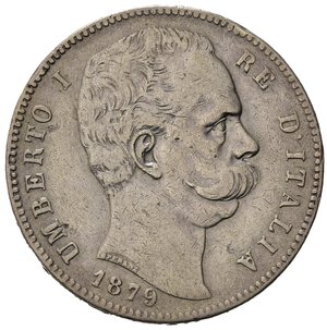 obverse: Italia. Regno D Italia. Umberto I (1878-1900). AR 5 lire  1879. BB+