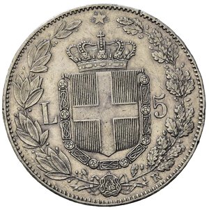 reverse: Italia. Regno D Italia. Umberto I (1878-1900). AR Lire 5 1879. BB+