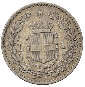 reverse: Italia. Regno d  Italia. Umberto I (1878-1900). AR 1 Lira  1884. BB