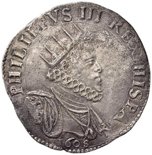 obverse: MILANO. Filippo III Re di Spagna e Duca di Milano (1598-1621). Ducatone 1608. Ag (31,62 g). Crippa 8/G. RRR. BB+