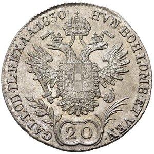 reverse: AUSTRIA. Francesco I (1792-1835). 20 Kreuzer 1830 C (Praga). KM#2145. Tondello con schiacciatura sul contorno. Ottima qualità. FDC