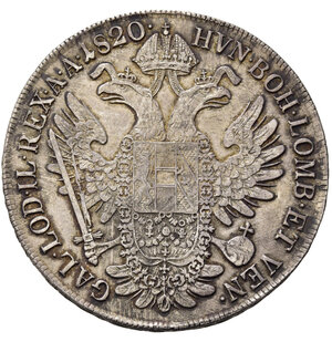 reverse: MILANO. Francesco I d Asburgo - Lorena (1815-1835). Tallero di convenzione 1820. Ag (27,88 g). MIR 513/2; Crippa 22/B. BB+/qSPL